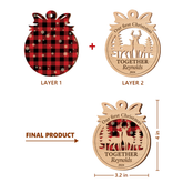 Personalized Gift for Couples - First Christmas Together Ornament, 2 Layered Wooden Design, Wedding Keepsake